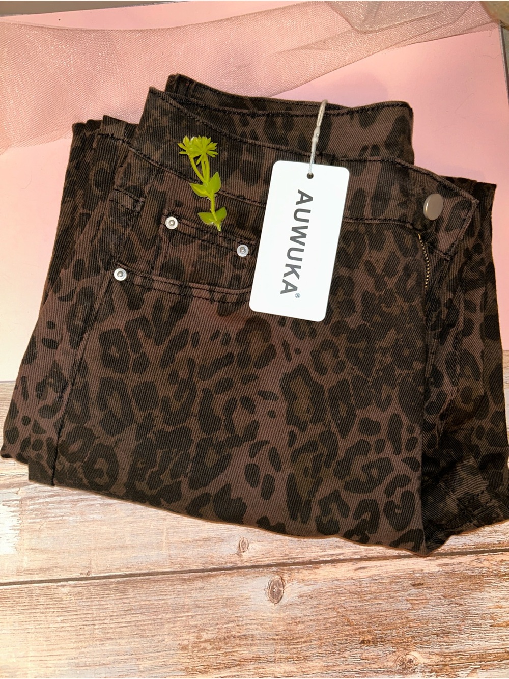 Barrel jeans leopard print lightweight and stretchy Brown shades-